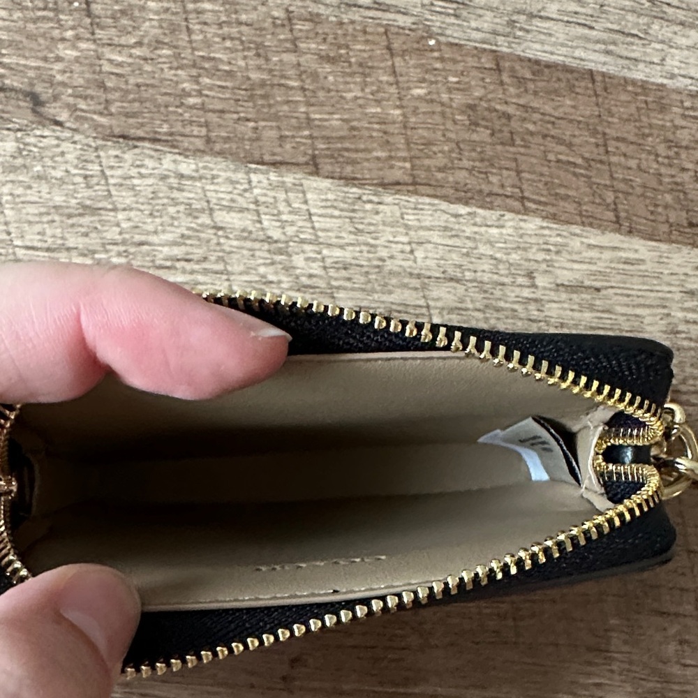 Coach Tan and White Leather Card Holder - Picture 3 of 3